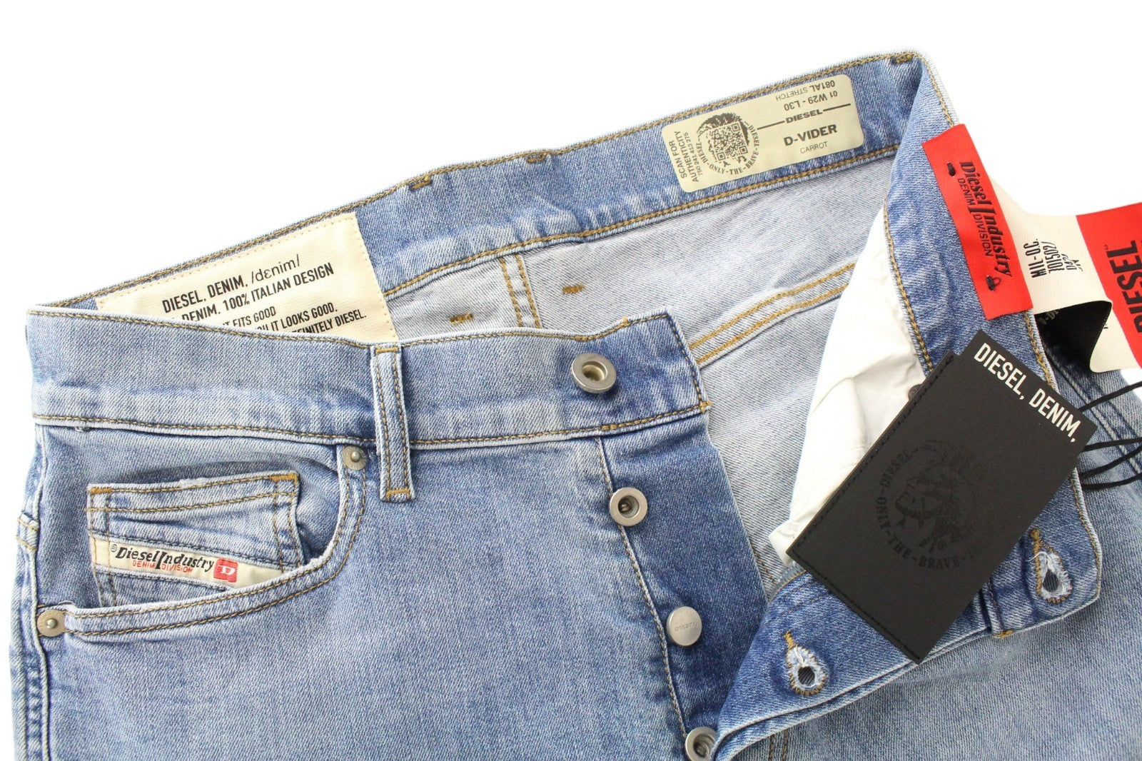 DIESEL D-Vider 081AL Men Jeans W29/L30 Carrot Stone Washed Stretch Denim Blue