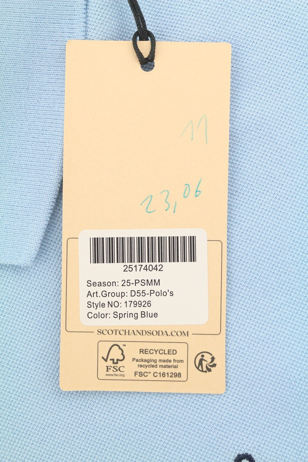 SCOTCH & SODA Men Polos M Blue Half Button Cotton Short Sleeved