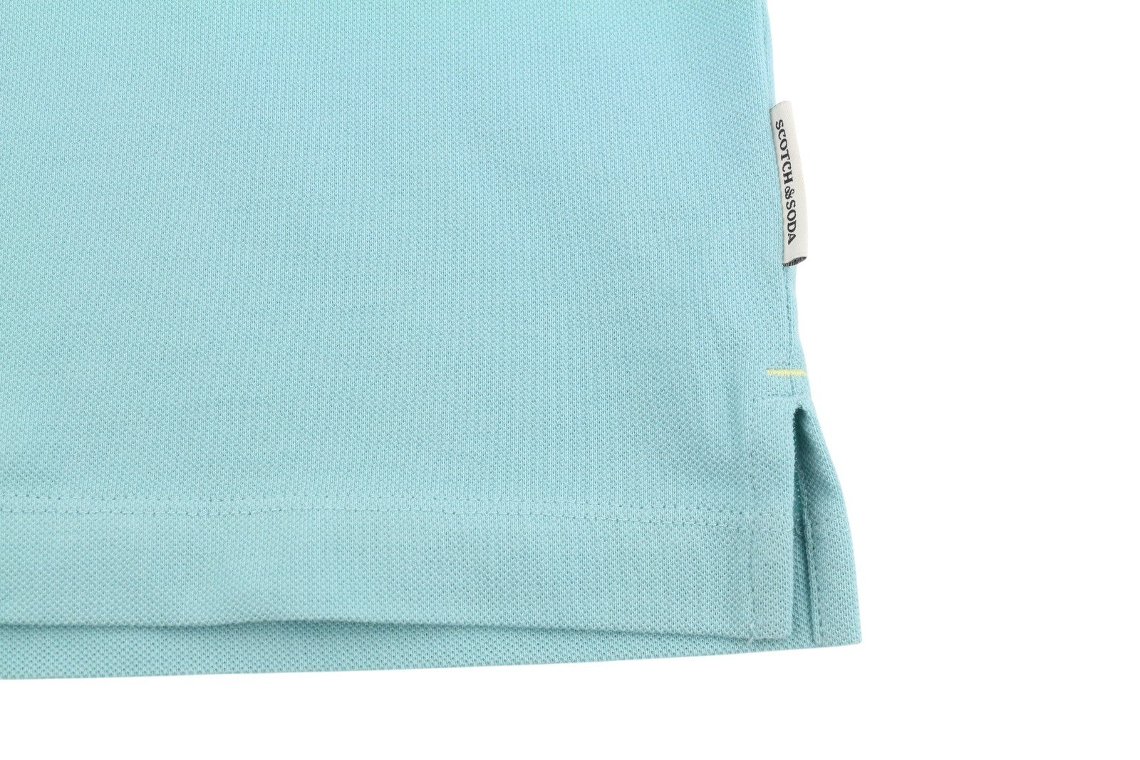 SCOTCH & SODA Men Polos M Sea Blue Half Button Cotton Short Sleeve