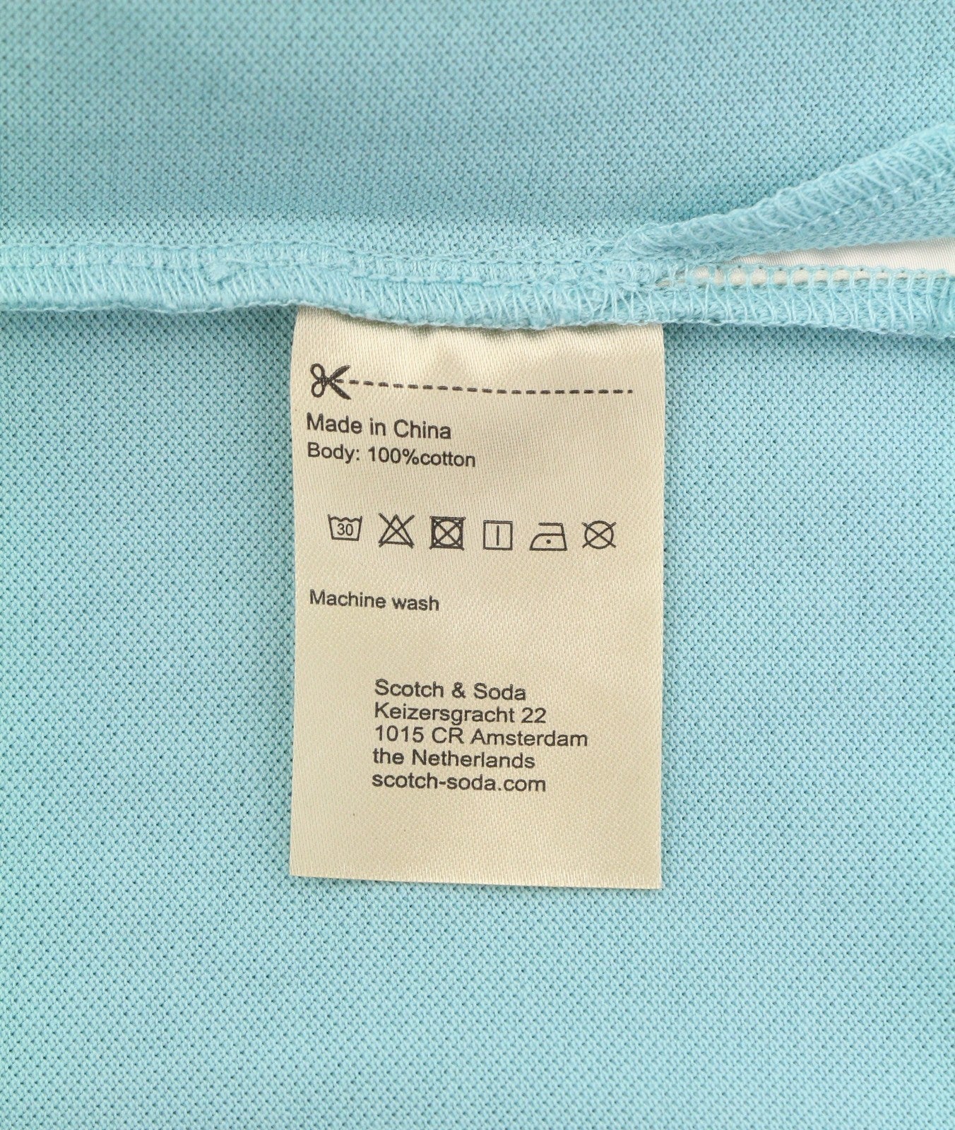 SCOTCH & SODA Men Polos M Sea Blue Half Button Neck Cotton Short Sleeve