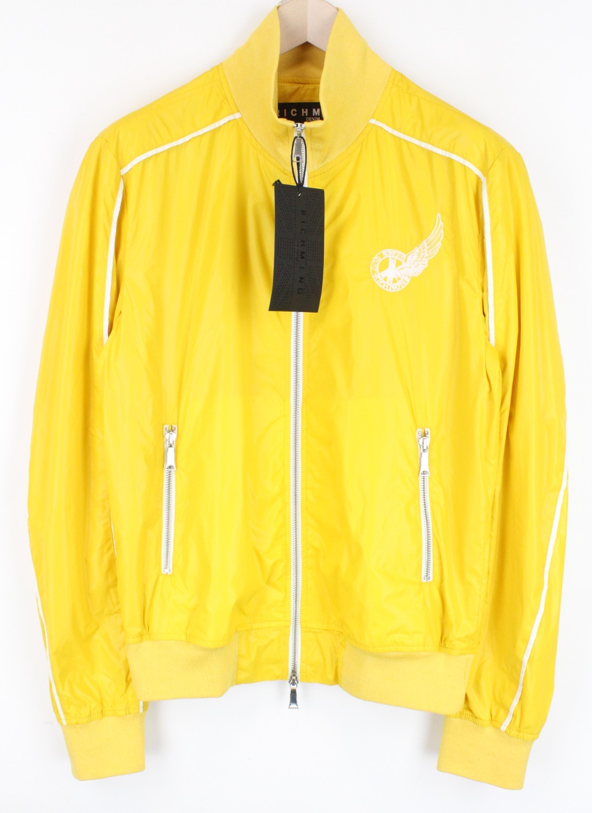 RICHMOND Denim Men Jacket 48 Sport Style Casual Bright Yellow Zip-Up Nylon