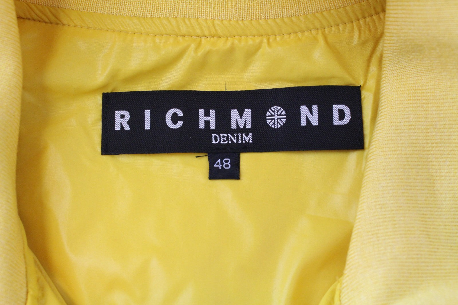 RICHMOND Denim Men Jacket 48 Sport Style Casual Bright Yellow Zip-Up Nylon