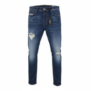 DIESEL Tepphar 084TX Men Jeans W29/L32 Slim Carrot Distressed Aged Look Blue