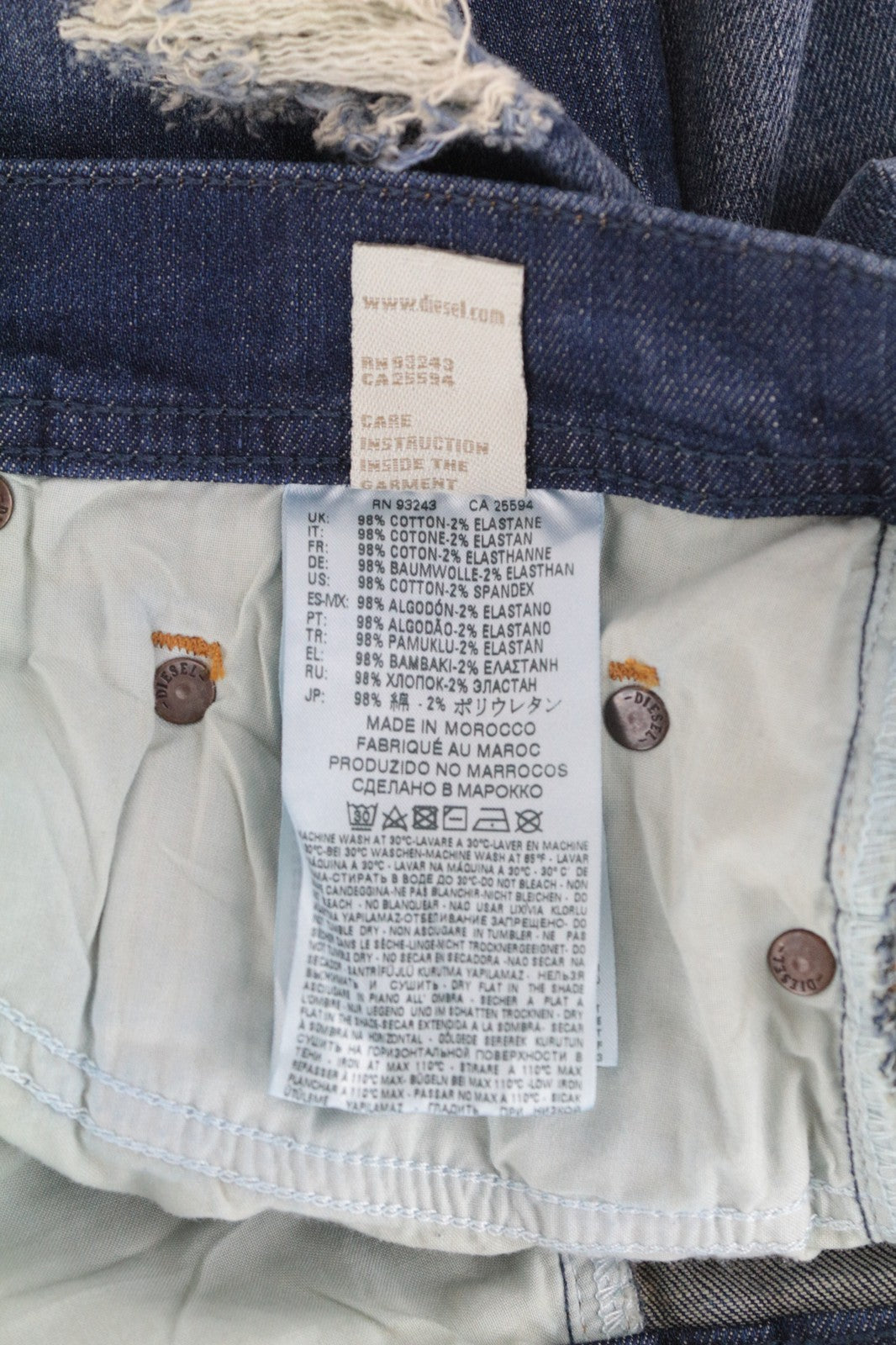 DIESEL Tepphar 084TX Men Jeans W29/L32 Slim Carrot Distressed Aged Look Blue