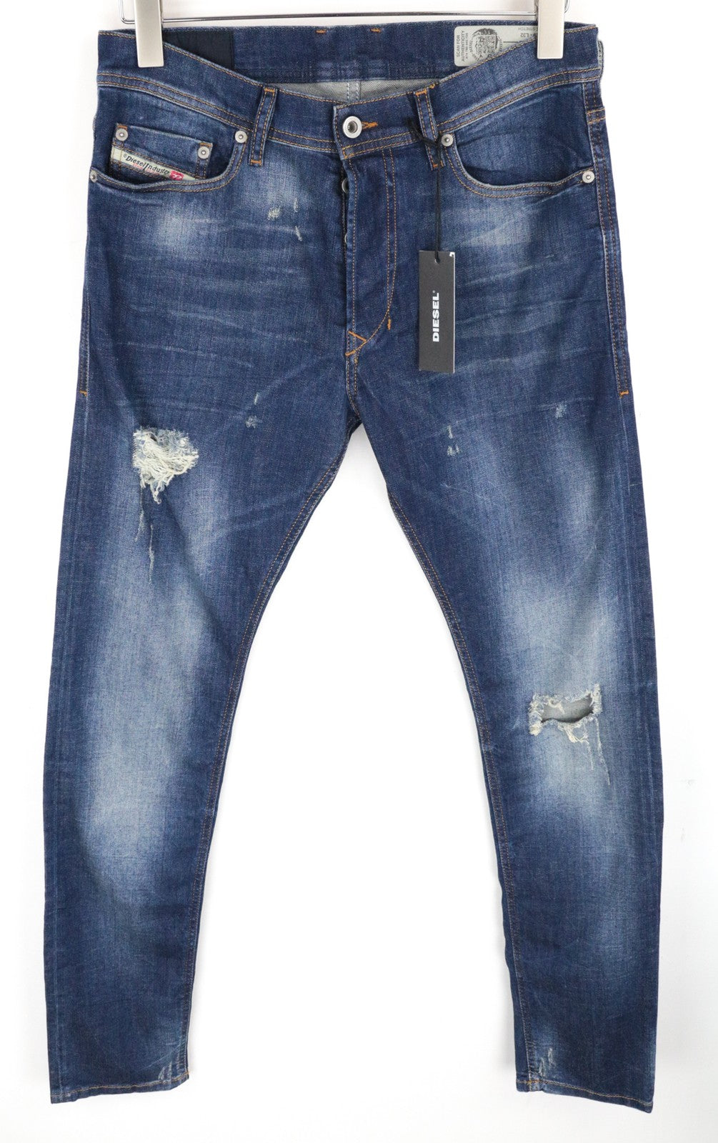 DIESEL Tepphar 084TX Men Jeans W29/L32 Slim Carrot Distressed Aged Look Blue
