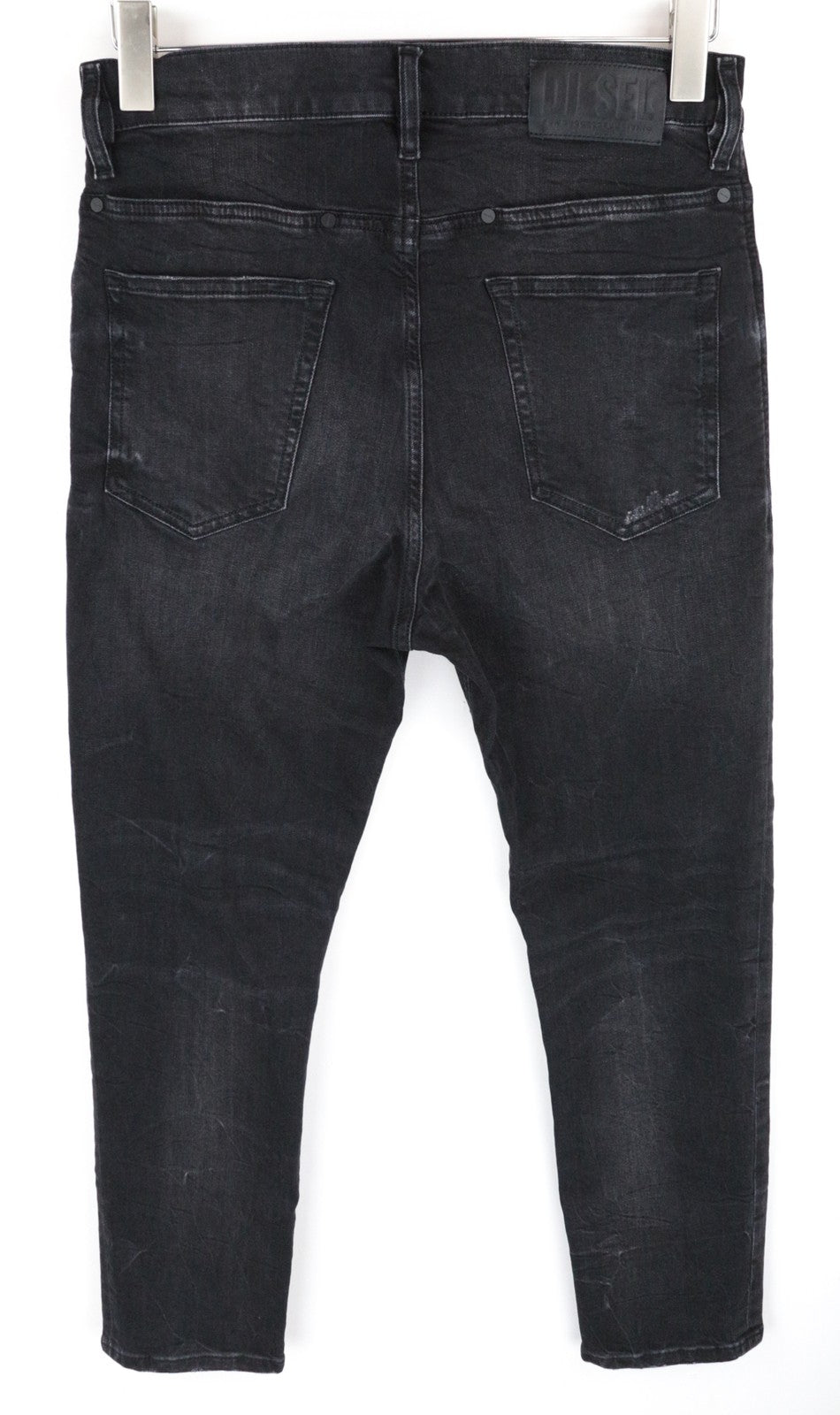 DIESEL D-Eetar 069DV Men Jeans W29/L30 Tapered Ripped Black Button-Fly Denim