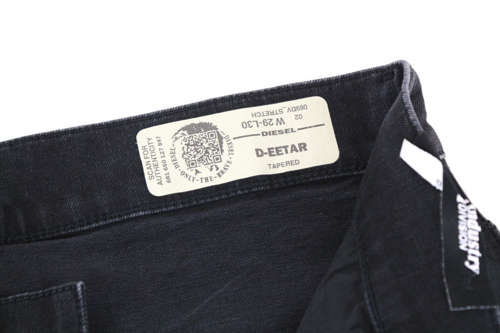 DIESEL D-Eetar 069DV Men Jeans W29/L30 Tapered Ripped Black Button-Fly Denim