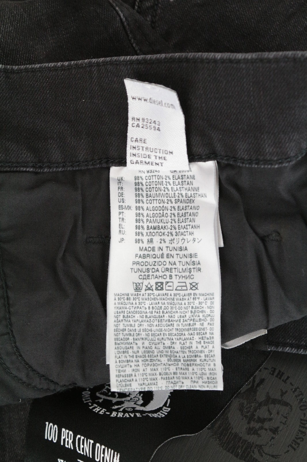 DIESEL D-Eetar 069DV Men Jeans W29/L30 Tapered Ripped Black Button-Fly Denim