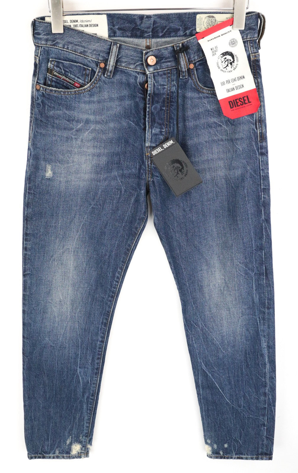 DIESEL Mharky 080AG Men Jeans W29/L32 Stone Washed Slim Skinny Distressed Blue
