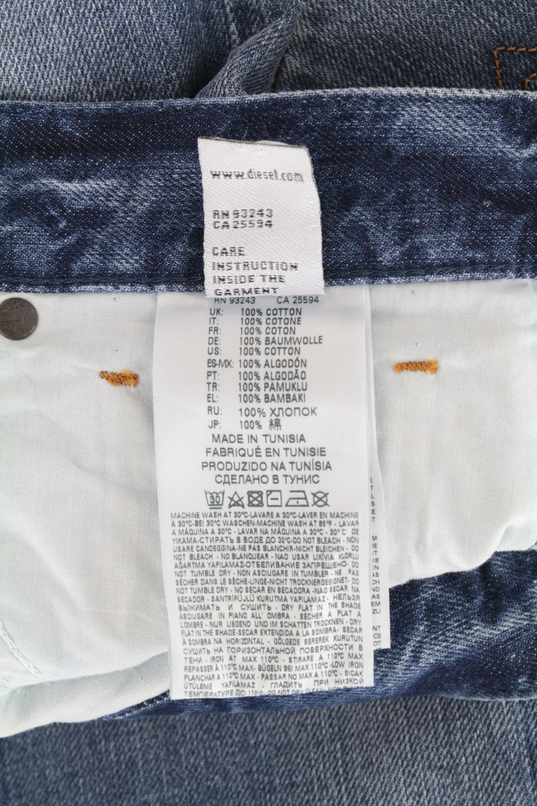 DIESEL Mharky 085AG Men Jeans W29/L30 Slim Skinny Distressed Hems Button-Fly