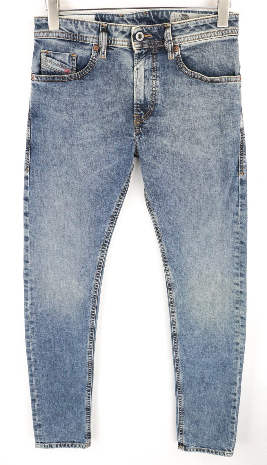 DIESEL Thommer 084UX Men Jeans W28/L32 Zip-Fly Stone Washed Slim-Skinny Stained