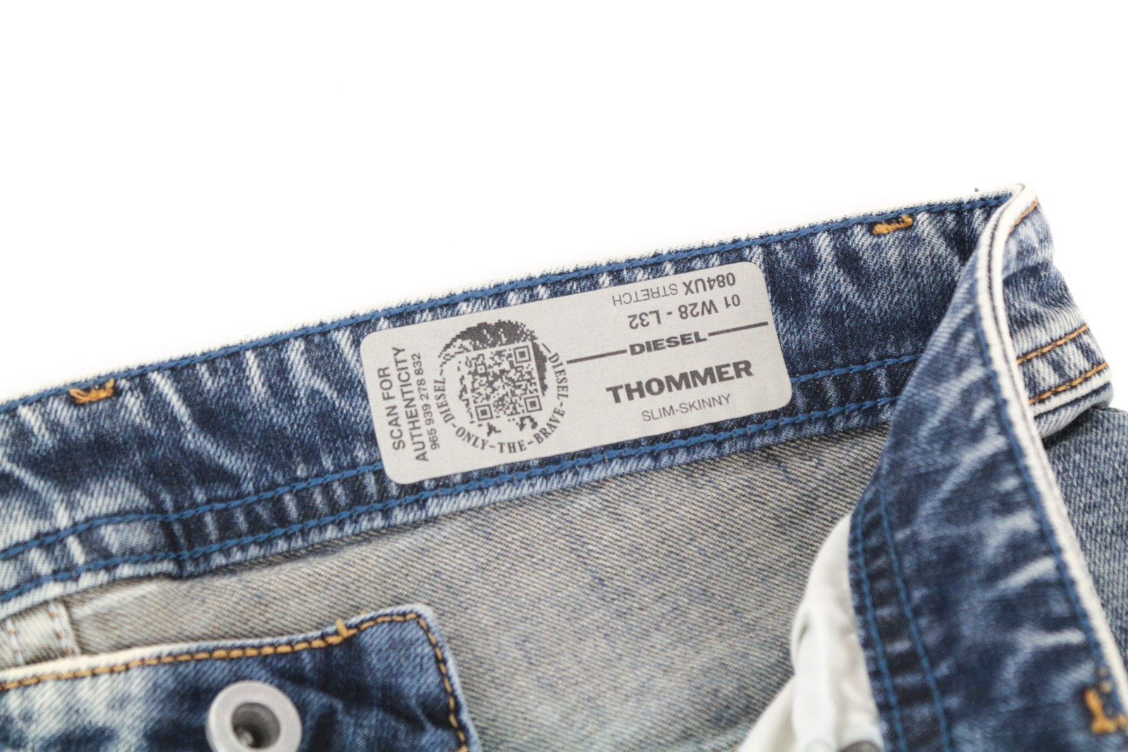 DIESEL Thommer 084UX Men Jeans W28/L32 Zip-Fly Stone Washed Slim-Skinny Stained