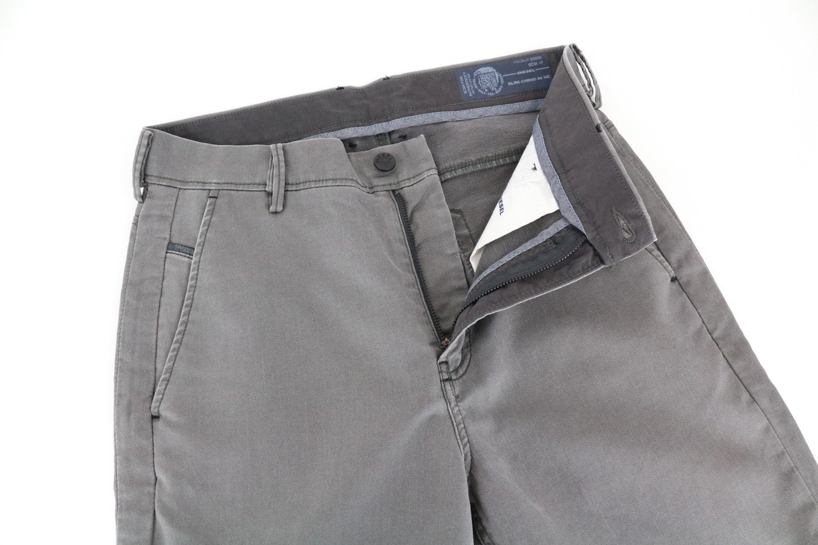 DIESEL Slim-Chino-M-NE 0685E Men Jeans W28 Zip Grey Super Stretch Sweat Jogg