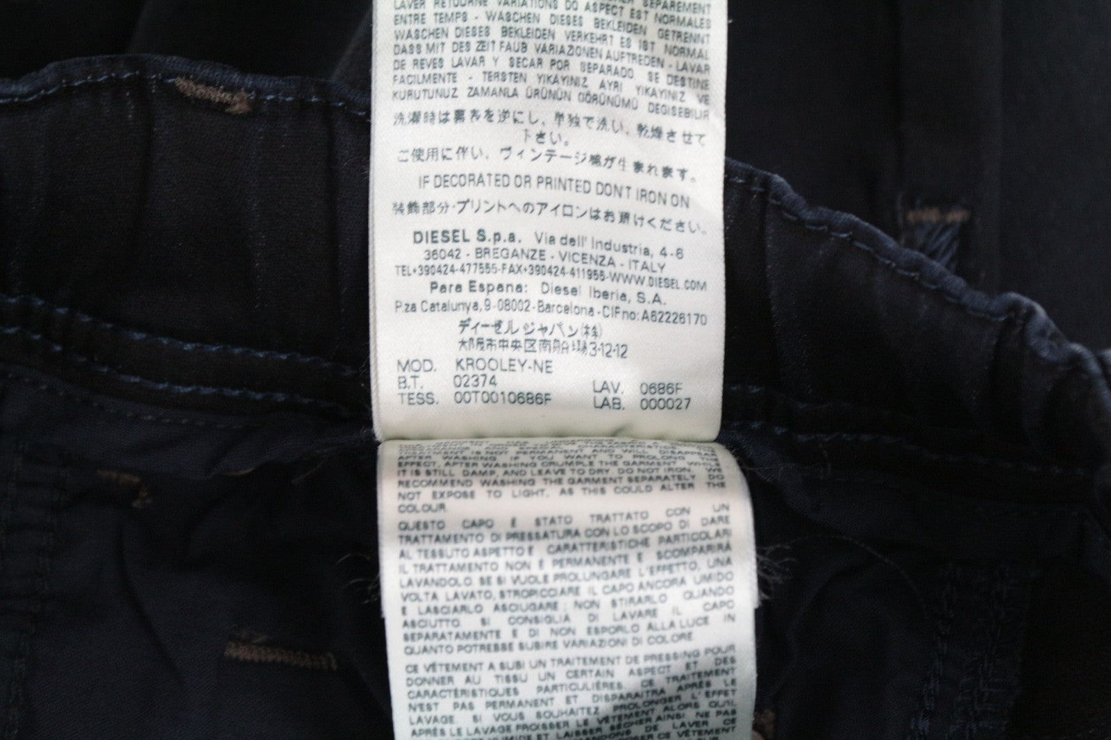 DIESEL Krooley-Ne 0686F Men Jeans W26 Denim Drawstring Sweat Jogg Taper Boys