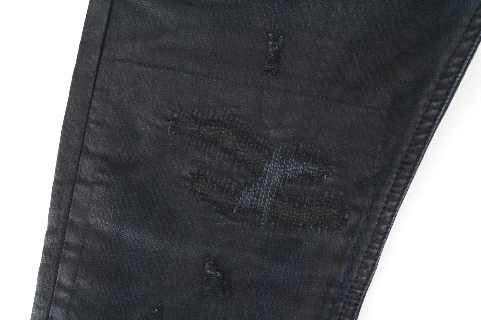DIESEL Krooley-CB-NE 0680B Men Jeans W26 Sweat Jogg Coated Distressed Taper