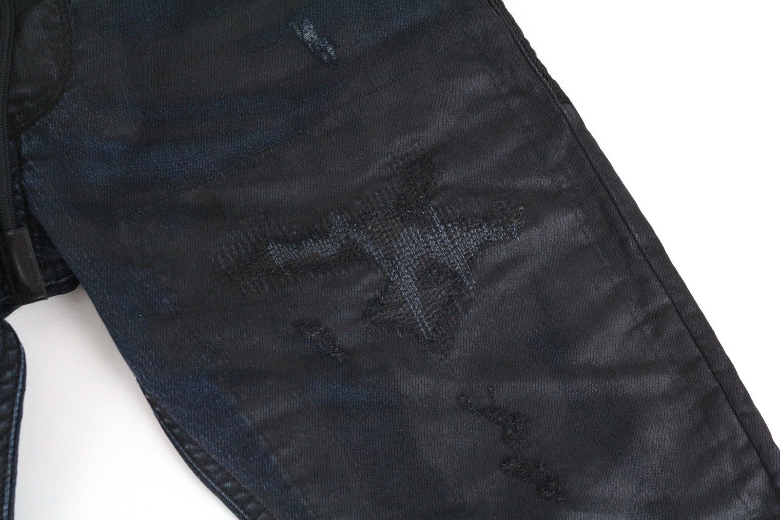 DIESEL Krooley-CB-NE 0680B Men Jeans W26 Sweat Jogg Coated Distressed Taper