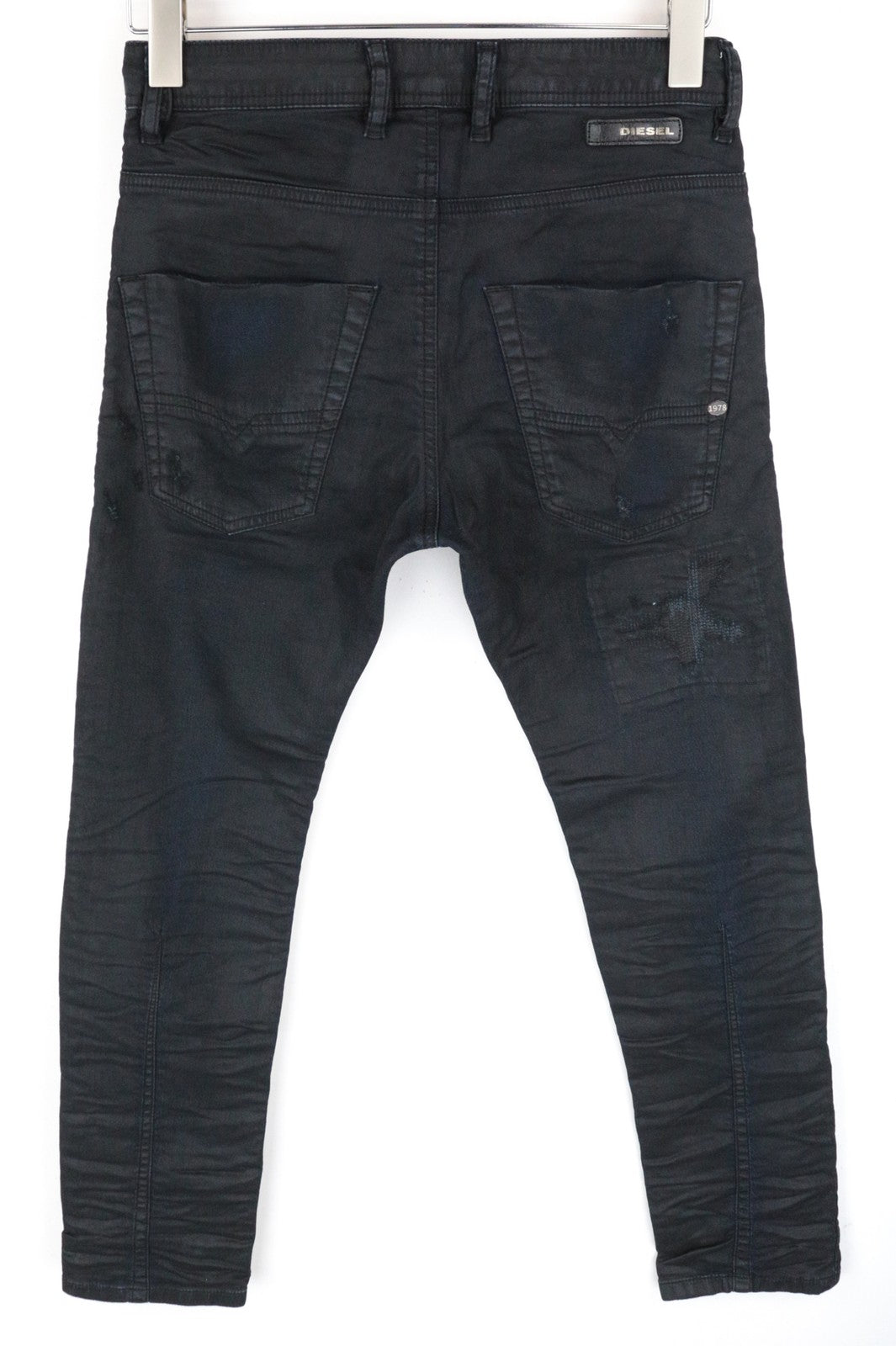DIESEL Krooley-CB-NE 0680B Men Jeans W26 Sweat Jogg Coated Distressed Taper