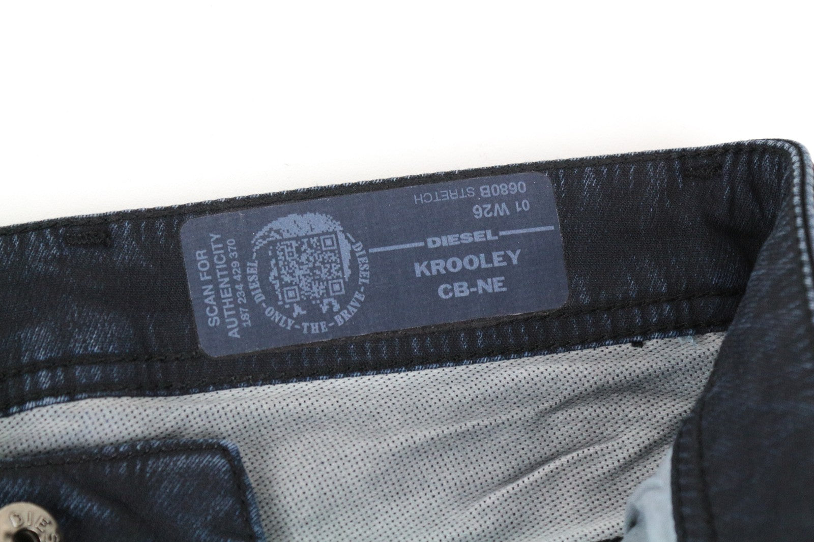 DIESEL Krooley-CB-NE 0680B Men Jeans W26 Sweat Jogg Coated Distressed Taper