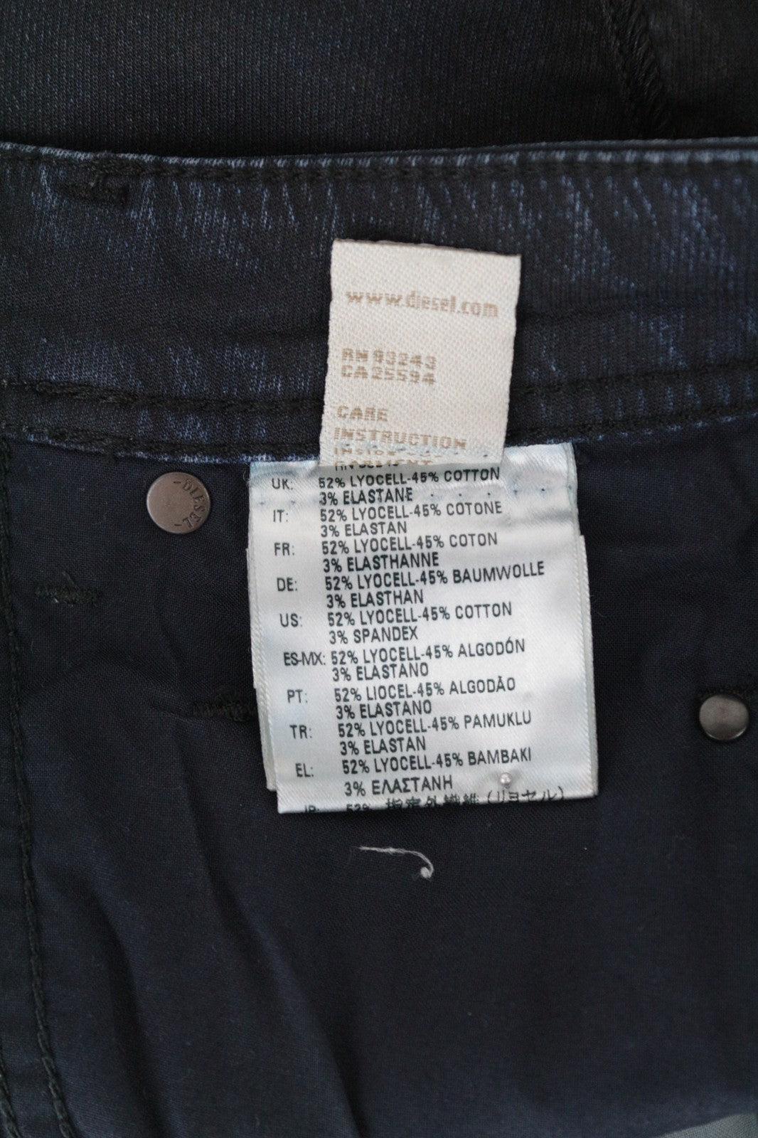 DIESEL Krooley-CB-NE 0680B Men Jeans W26 Sweat Jogg Coated Distressed Taper