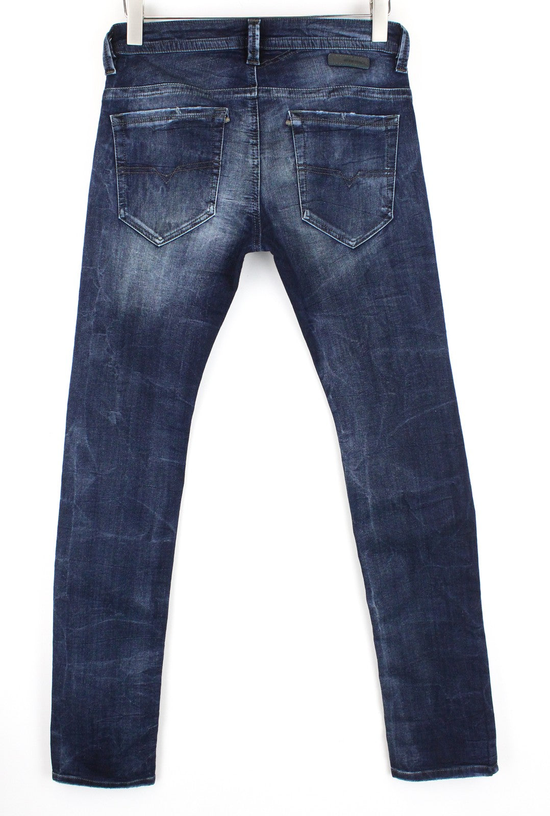 DIESEL Thavar-NE R060S Men Jeans W28 Tapered Ripped Aged Look Sweat Jogg Blue