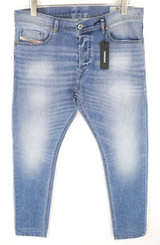 DIESEL Tepphar 0842H Men Jeans W33/L32 Slim Carrot Whiskered Washed Out Blue