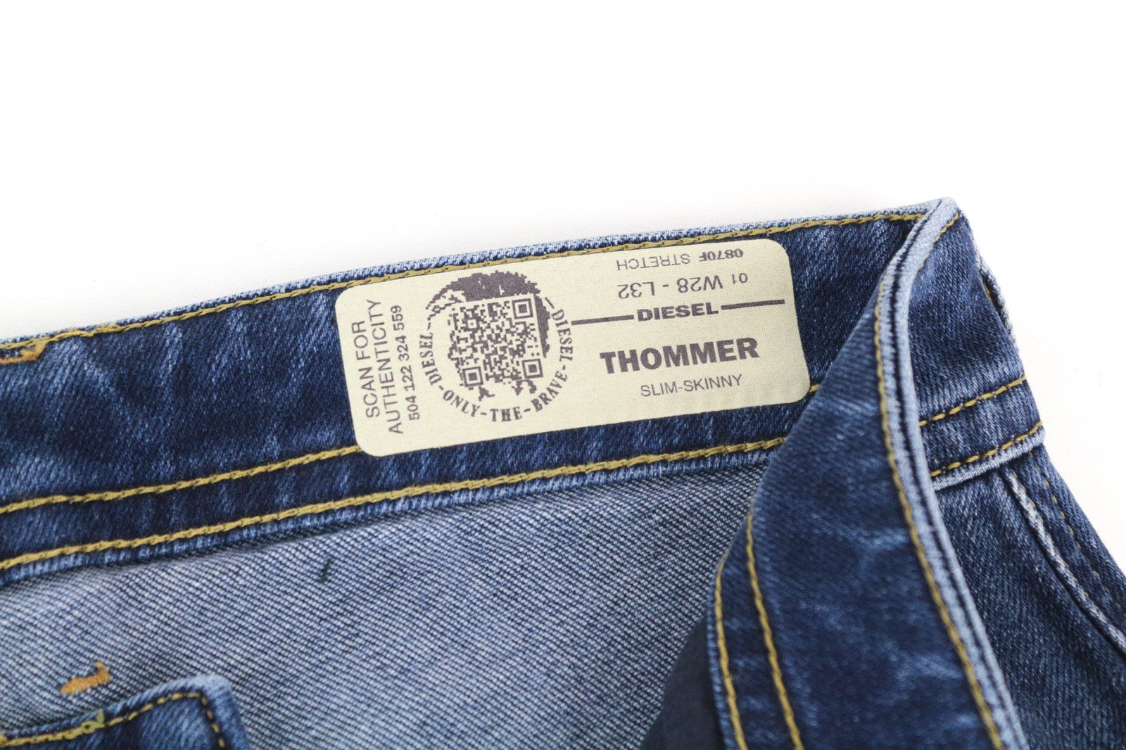 DIESEL Thommer 0870F Men Jeans W28/L32 Blue Zip-Fly Washed Out Slim-Skinny Fit