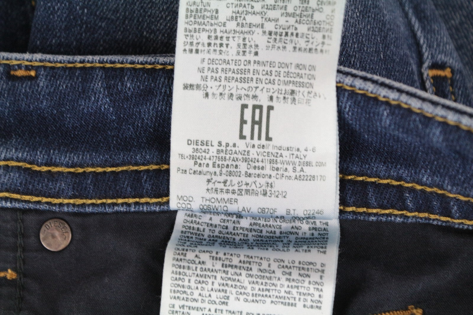 DIESEL Thommer 0870F Men Jeans W28/L32 Blue Zip-Fly Washed Out Slim-Skinny Fit