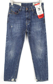 DIESEL Mharky 080AG Men Jeans W29/L30 Slim Skinny Distressed Blue Stone Washed