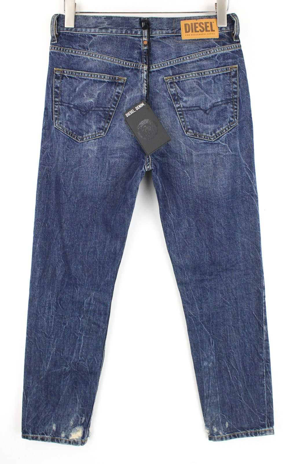 DIESEL Mharky 080AG Men Jeans W29/L30 Slim Skinny Distressed Blue Stone Washed