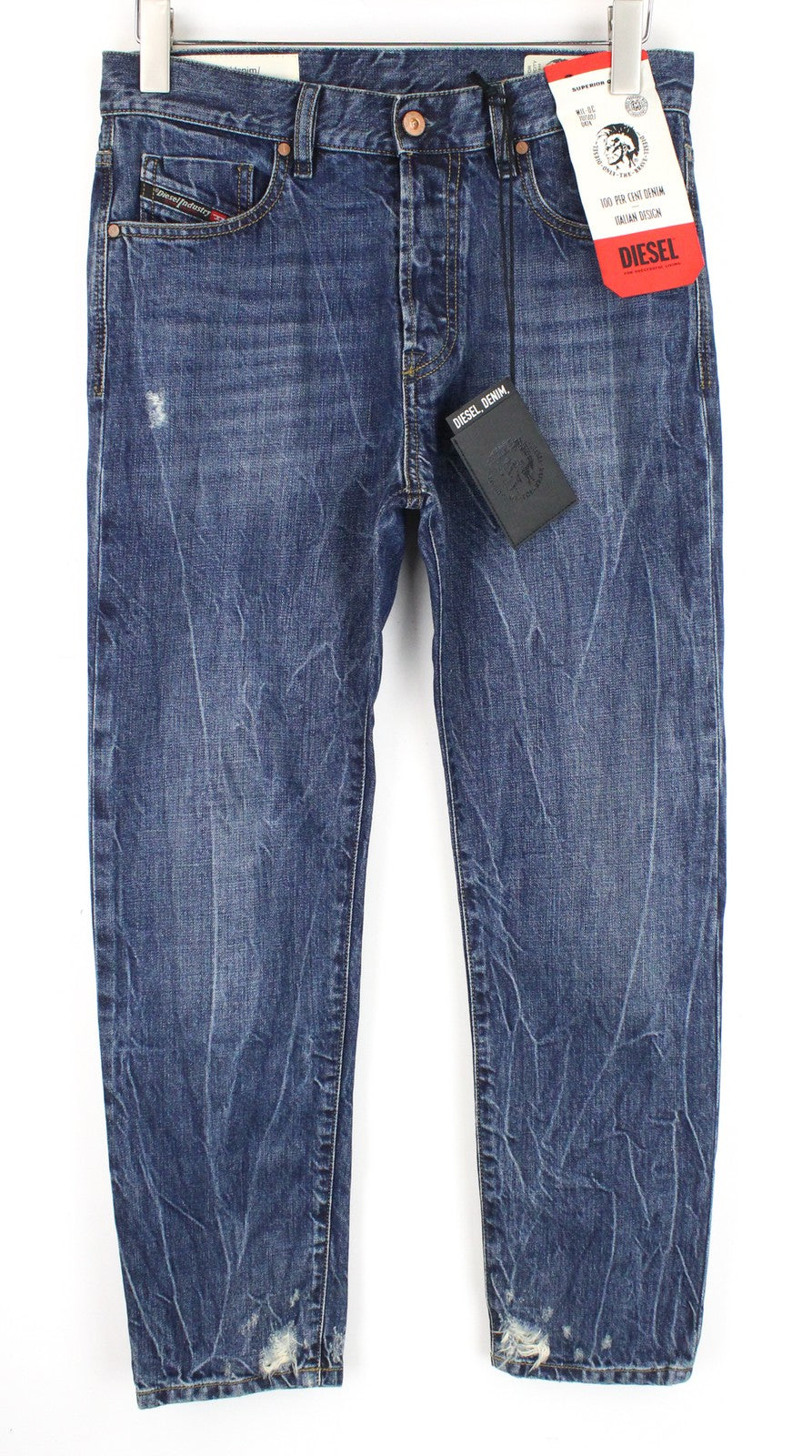 DIESEL Mharky 080AG Men Jeans W29/L30 Slim Skinny Stone Washed Distressed Blue