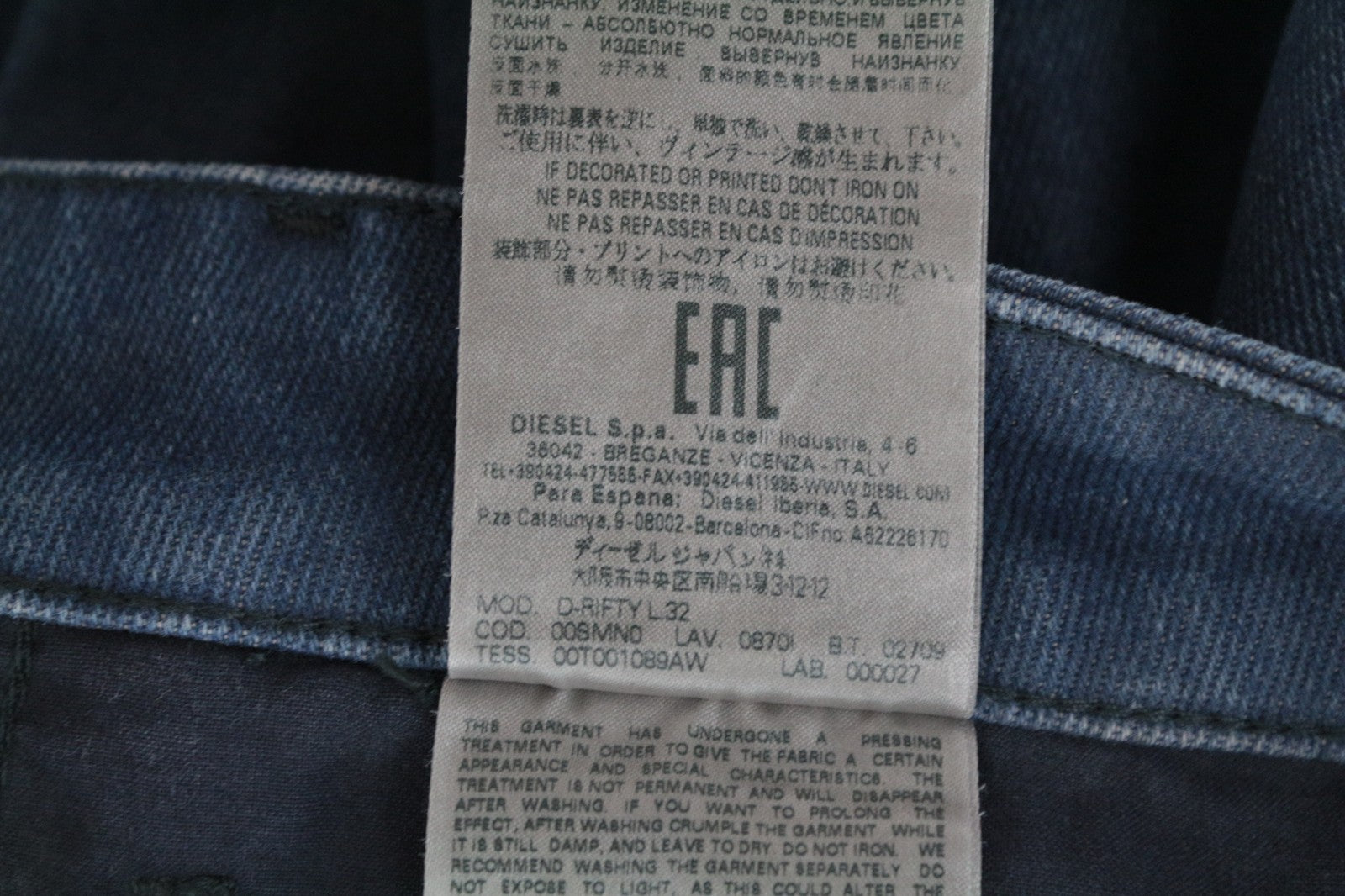 DIESEL D-Rifty 0870I Women Jeans W27/L32 Aged Look Denim Slim Fit Low Waisted