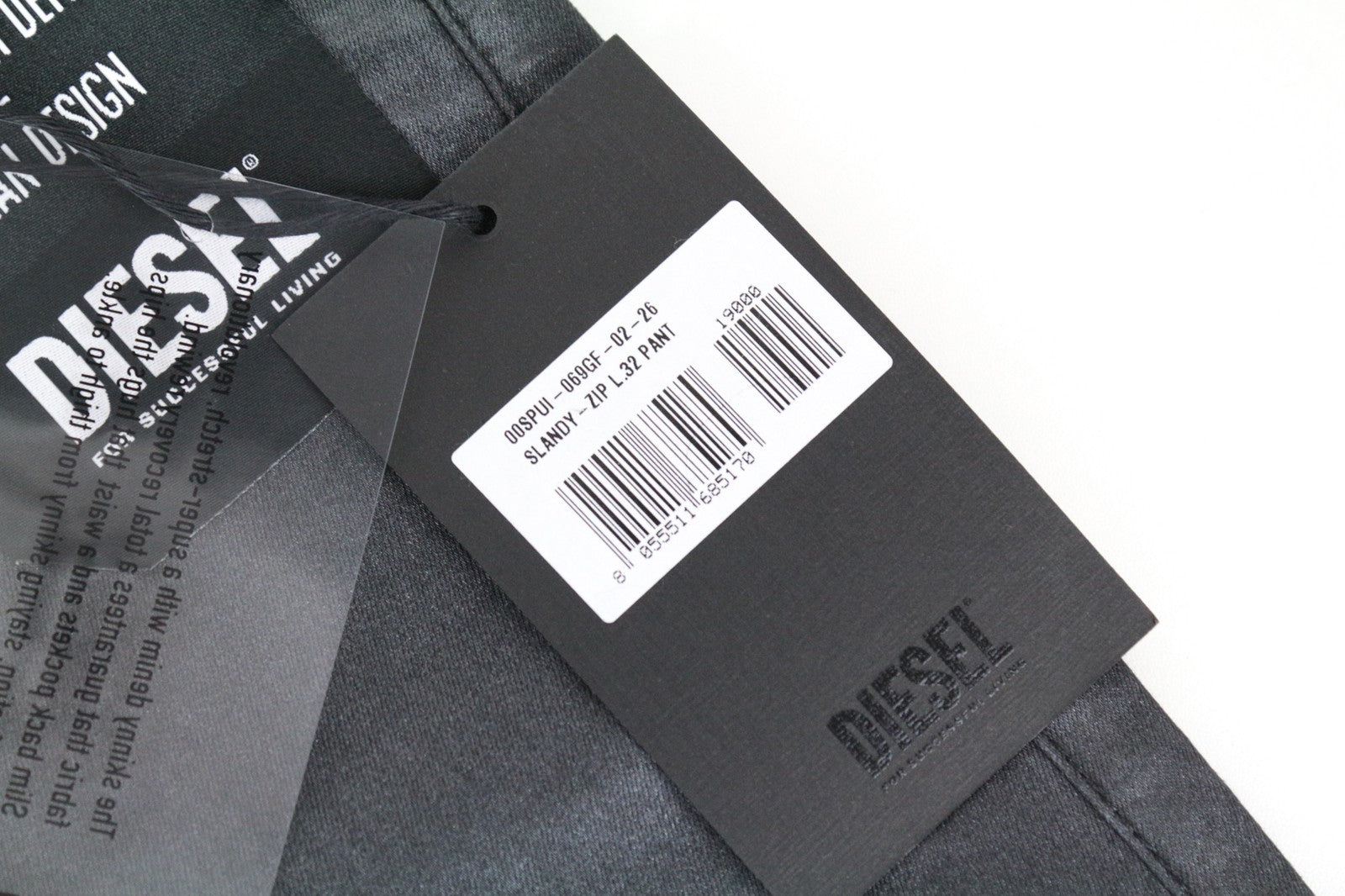 DIESEL Slandy-Zip 069GF Women Jeans W26/L32 Super Skinny Fit Coated Mid-Rise