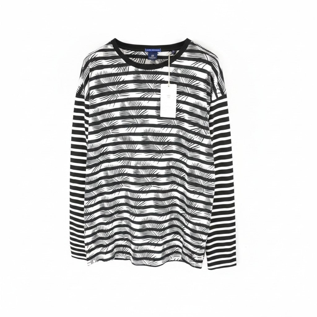 SCOTCH & SODA Tokyo Toujours Men Sweatshirt XL Palm Leaf Printed Casual Striped