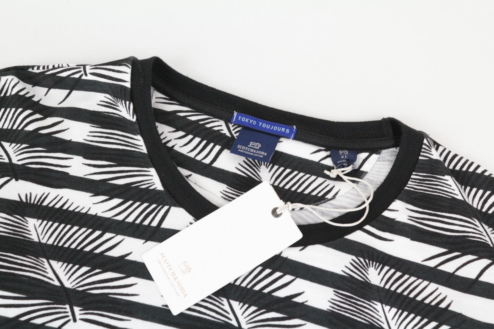 SCOTCH & SODA Tokyo Toujours Men Sweatshirt XL Palm Leaf Printed Casual Striped