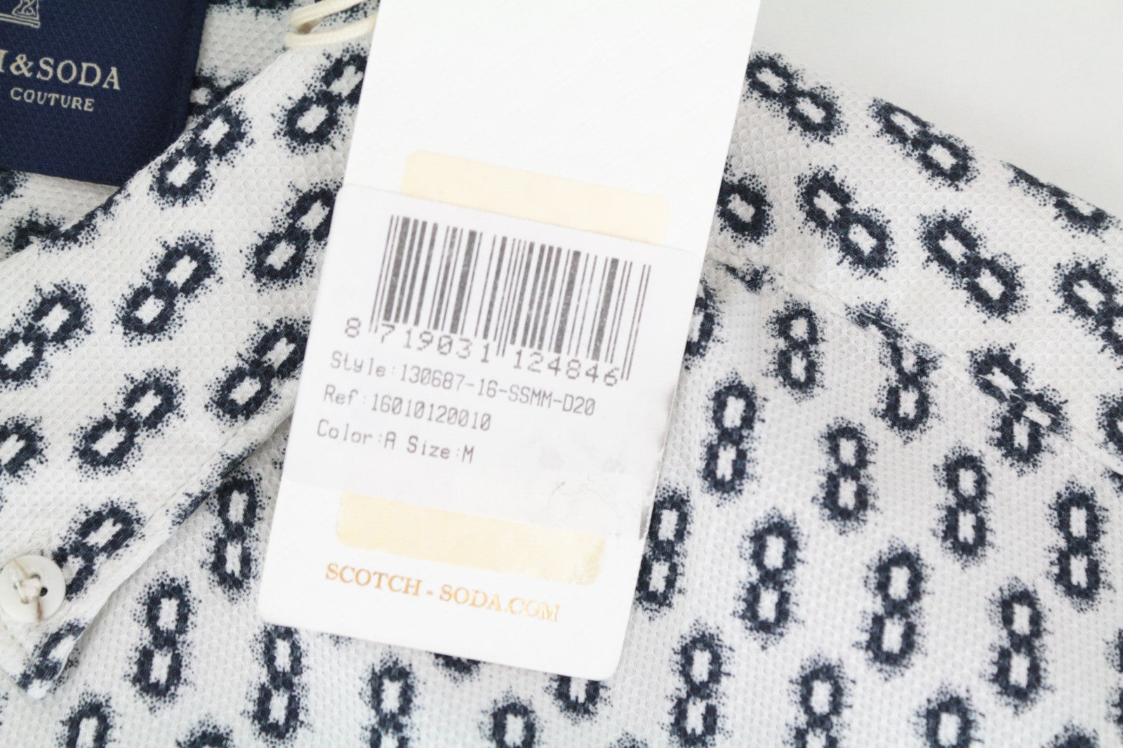 SCOTCH & SODA Men Shirt M Abstract Patterned Spread Collared Twill Casual