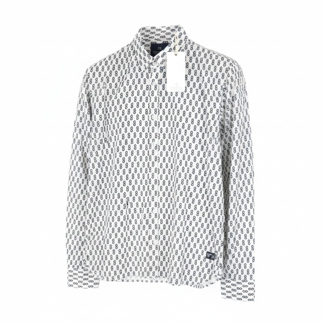 SCOTCH & SODA Men Shirt M Spread Collared Twill Casual Abstract Patterned Casual