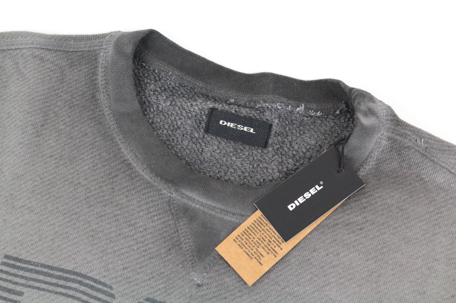 DIESEL S-Joe Men Sweatshirt M Logo Printed Grey Crew Neckline Casual Pull On
