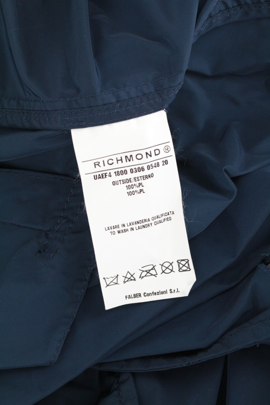 RICHMOND X Men Jacket 48 Short Trench Coat Style Nylon Dark Blue Belted Casual
