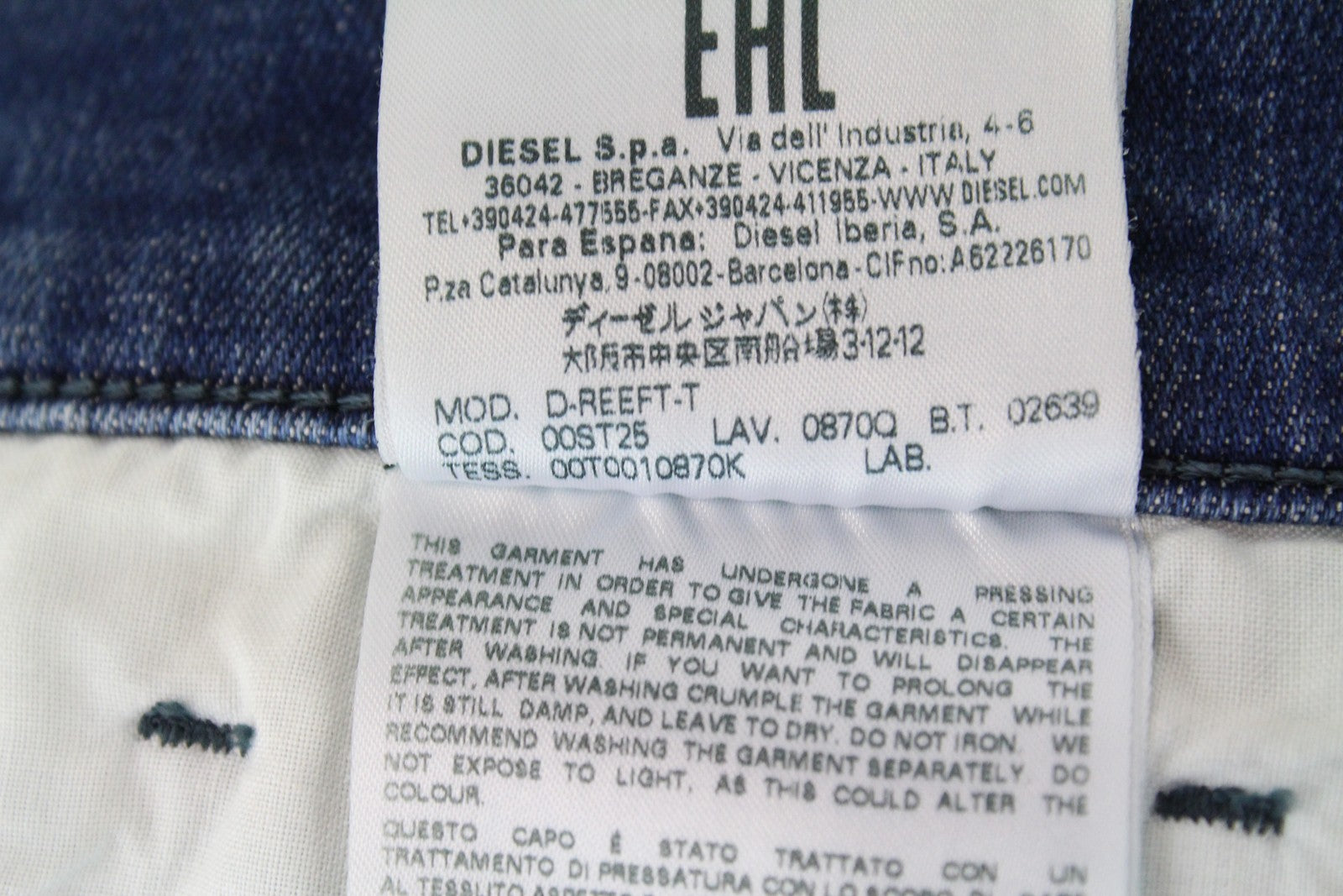 DIESEL D-Reeft-T 0870O Men Jeans W26 Washed Skinny Boys Sweat Jogg Distressed