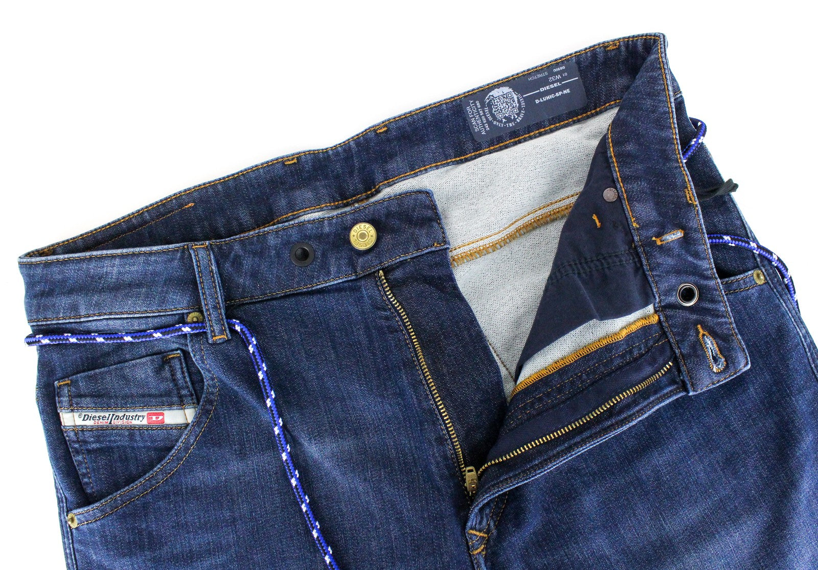 DIESEL D-Luhic-SP-NE 069IU Men Jeans W32 Sweat Jogg Tapered Contrasting Panels