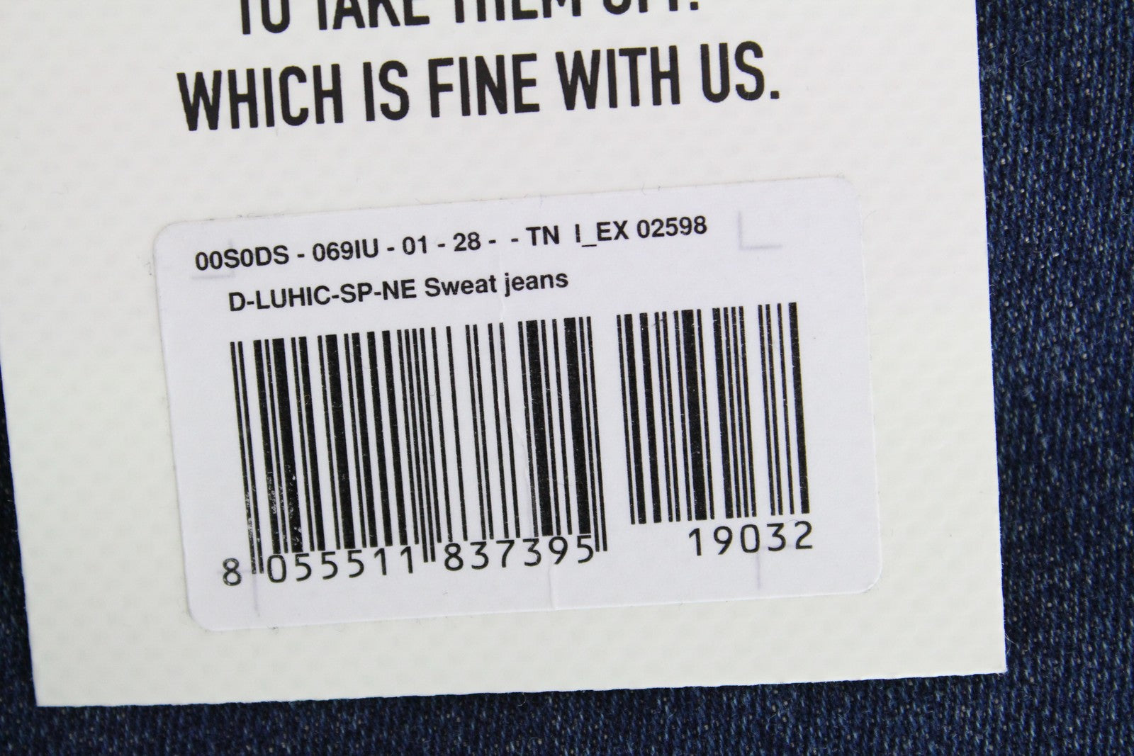 DIESEL D-Luhic-SP-NE 069IU Men Jeans W28 Stretch Contrasting Panels Sweat Jogg