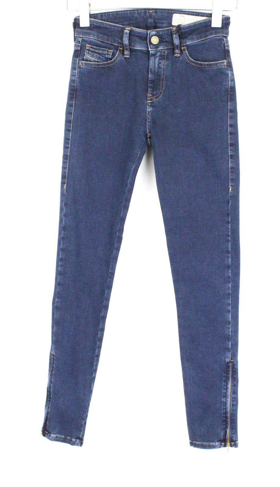 DIESEL Slandy-Zip 083AM Women Jeans W26/L32 Super Skinny Fit Blue Denim Zip