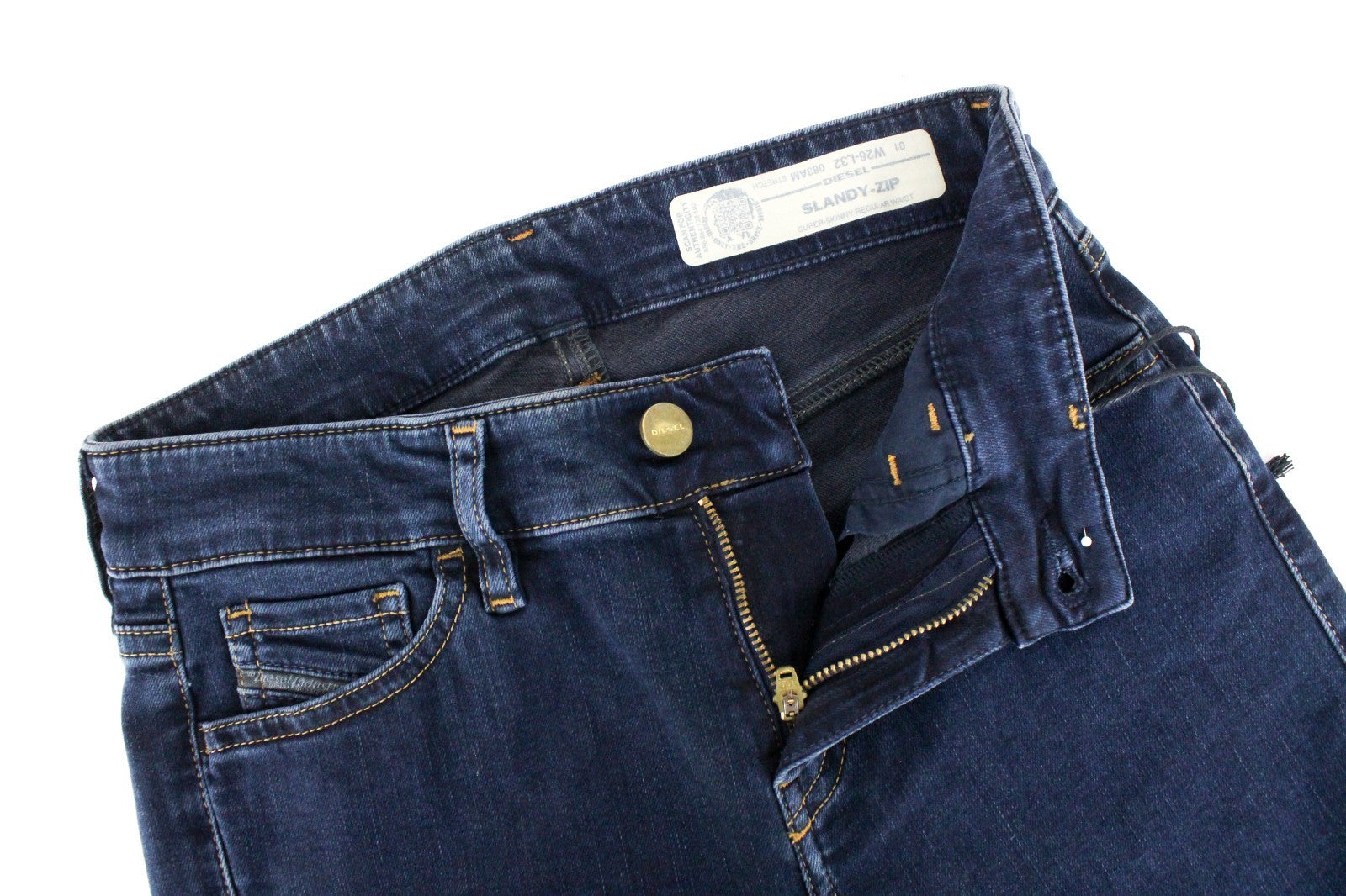 DIESEL Slandy-Zip 083AM Women Jeans W26/L32 Super Skinny Fit Blue Denim Zip