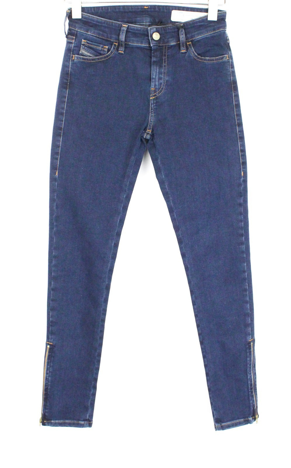 DIESEL Slandy-Zip 083AM Women Jeans W27/L32 Blue Super Skinny Fit Denim Zip