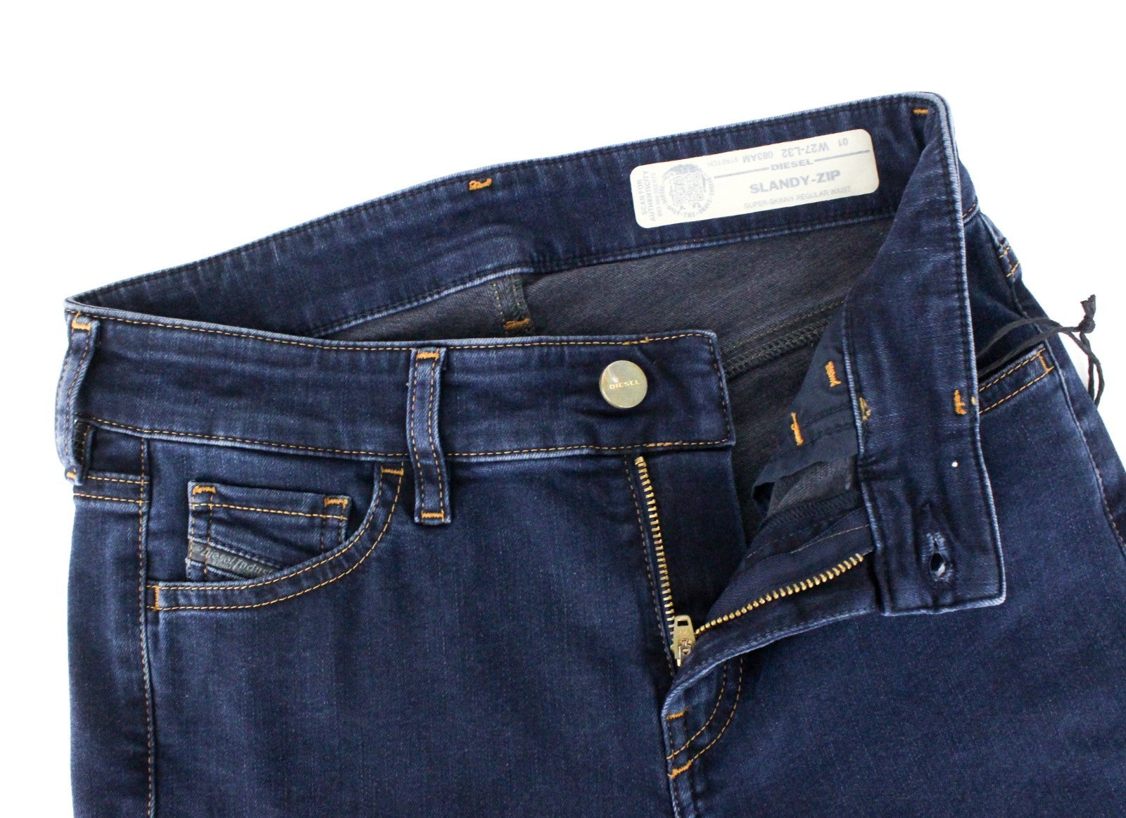 DIESEL Slandy-Zip 083AM Women Jeans W27/L32 Blue Super Skinny Fit Denim Zip