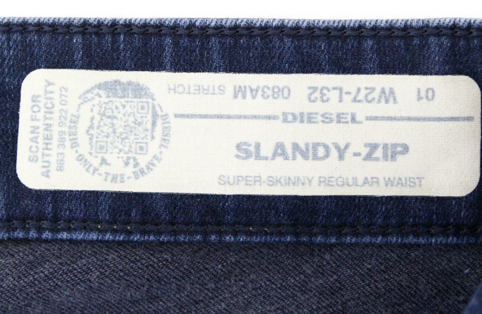 DIESEL Slandy-Zip 083AM Women Jeans W27/L32 Blue Super Skinny Fit Denim Zip
