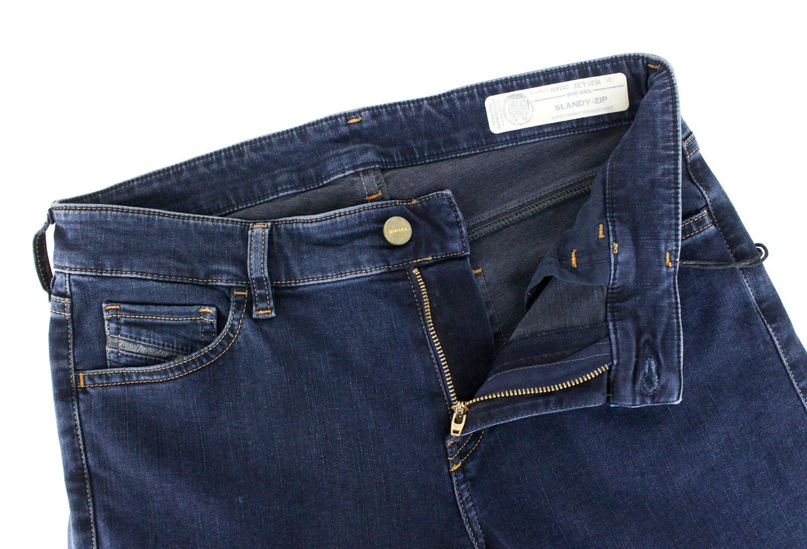 DIESEL Slandy-Zip 083AM Women Jeans W31/L32 Super Skinny Fit Denim Zip Blue