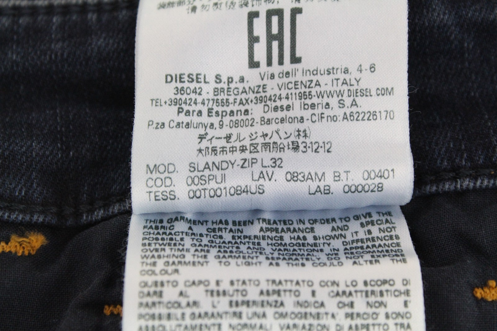 DIESEL Slandy-Zip 083AM Women Jeans W31/L32 Super Skinny Fit Denim Zip Blue