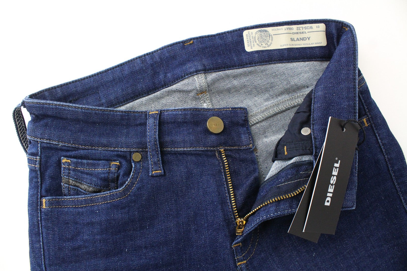 DIESEL Slandy 088AT Women Jeans W26/L32 Distressed Hems Super Skinny Fit Blue