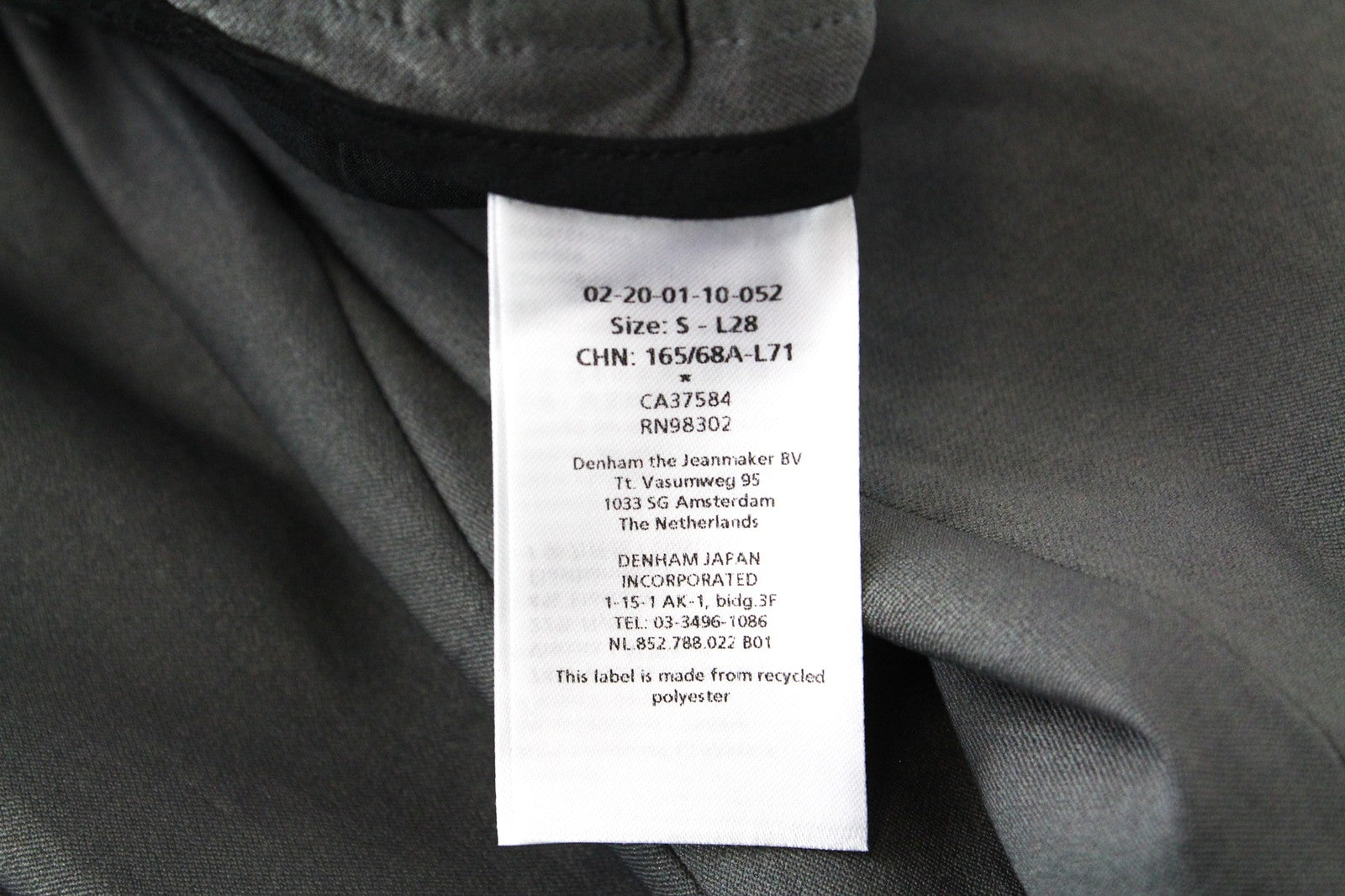 DENHAM Preston Women Trousers S High Stretch Chino Style Grey Classic Zip